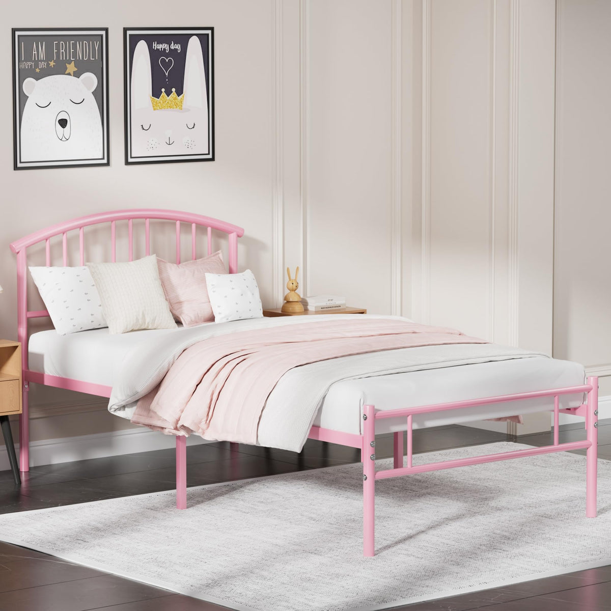 Twin Size Metal Bed Frame with Headboard and Footboard S94548