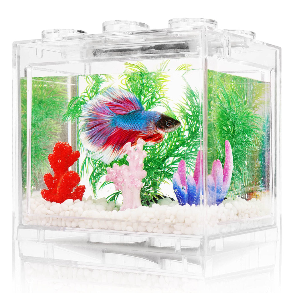 0.6 Gallon Betta Fish Tank Aquarium Kit with LED Lighting E384096