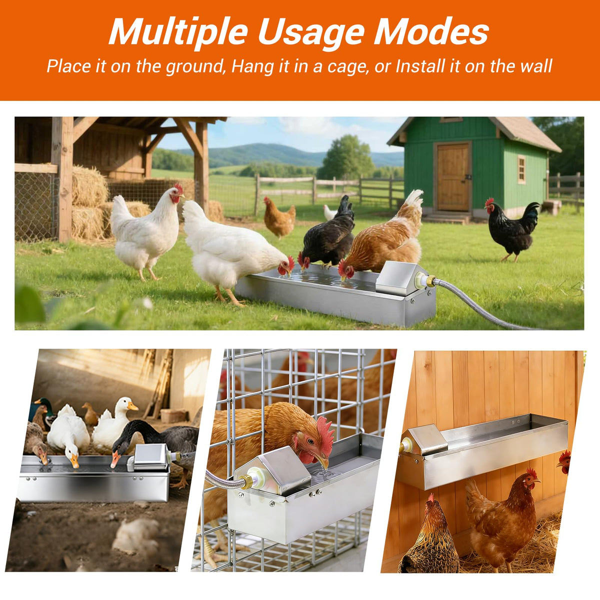 1 Gallon Stainless Metal Automatic Chicken Waterer Dispenser S877