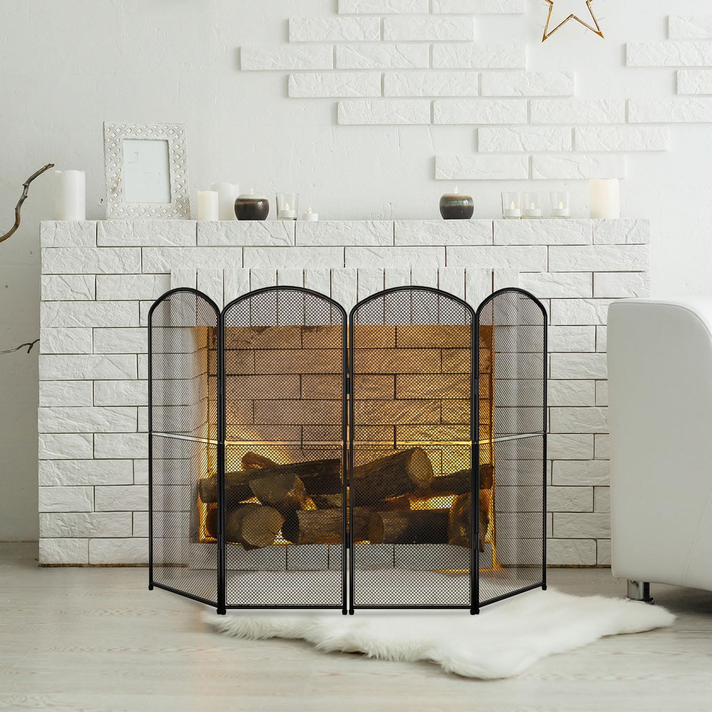 Black Foldable Fireplace Screen W497