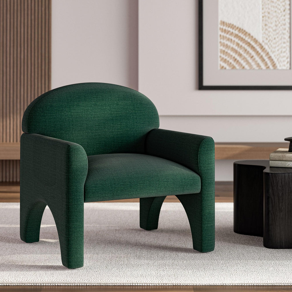 Green Upholstered Accent Chair Set of 2 with Rubber Wood Legs Y546954