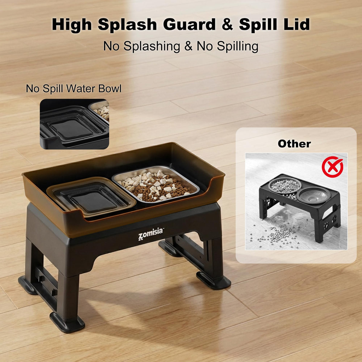 Elevated Dog Bowls with No Spill Water Bowl F873419