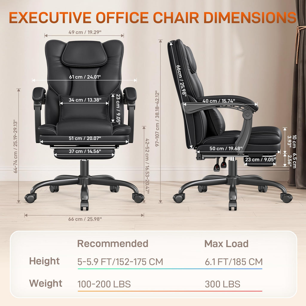 Black Ergonomic Office Chair with Foot Rest J276
