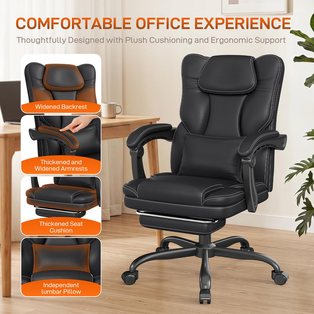 Black Ergonomic Office Chair with Foot Rest J276
