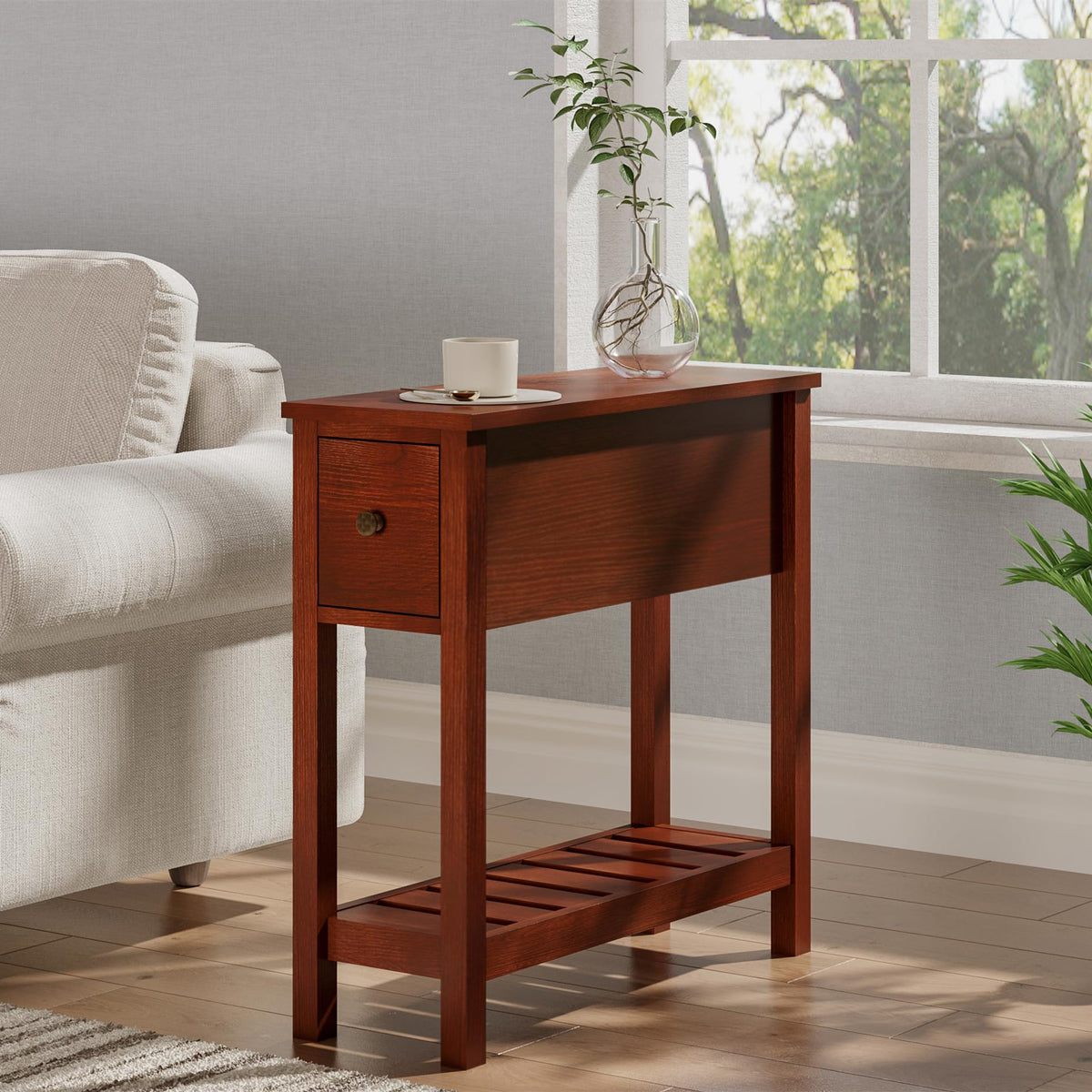 Narrow Side Table with Drawer Set of 2 K1837