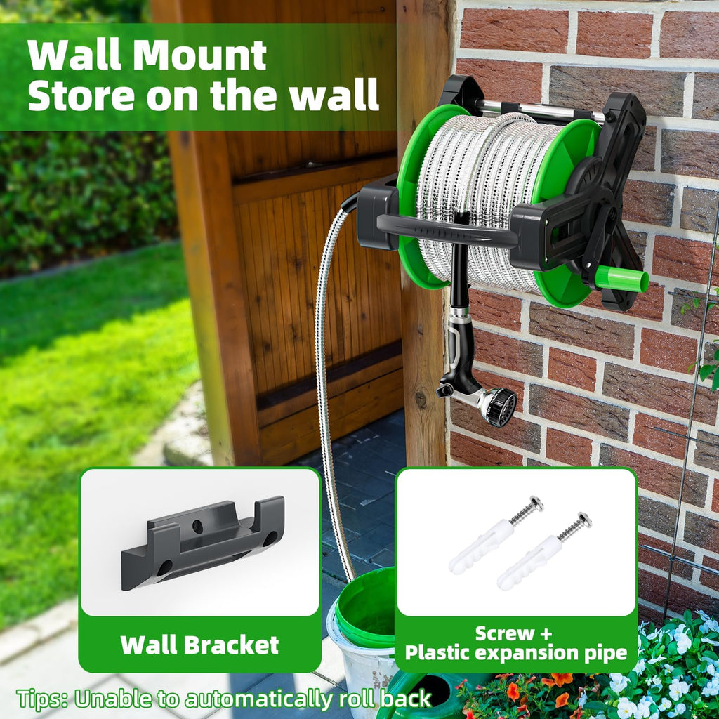 Portable 75ft Stainless Steel Garden Hose Reel O545