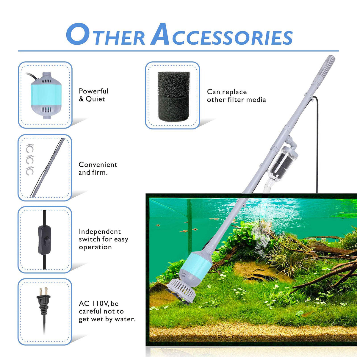 5 in 1 Aquarium Gravel Cleaner Tool Set 15W M869