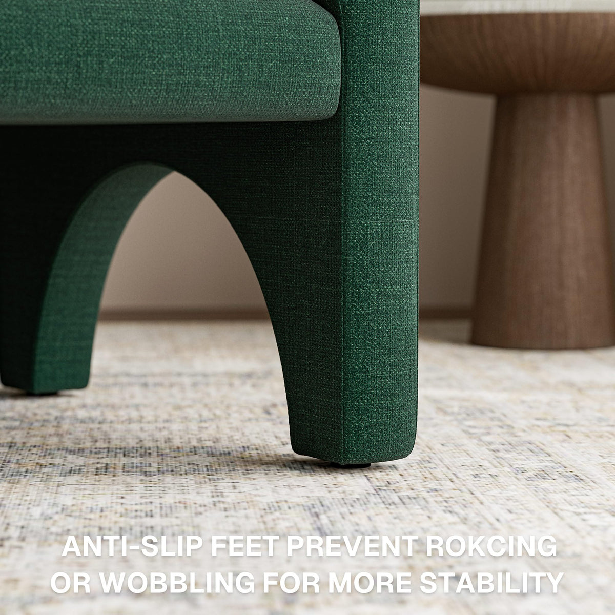 Green Upholstered Accent Chair Set of 2 with Rubber Wood Legs Y546954