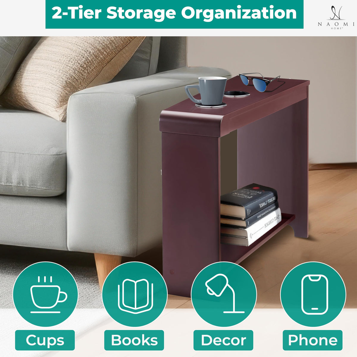 Cherry Nightstand with Charging Station R552