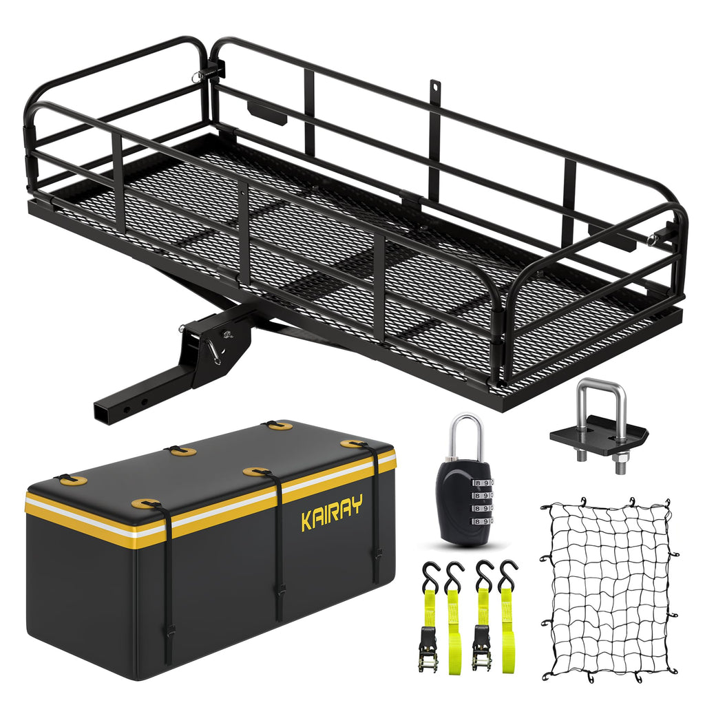 500 Lbs Heavy Duty Hitch Mount Cargo Carrier 60"x24"x14.4" Folding C48662