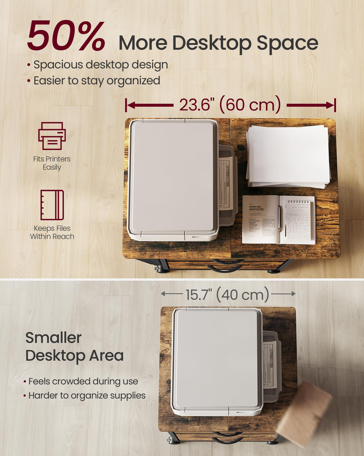 2-Drawer File Cabinet with Storage B500