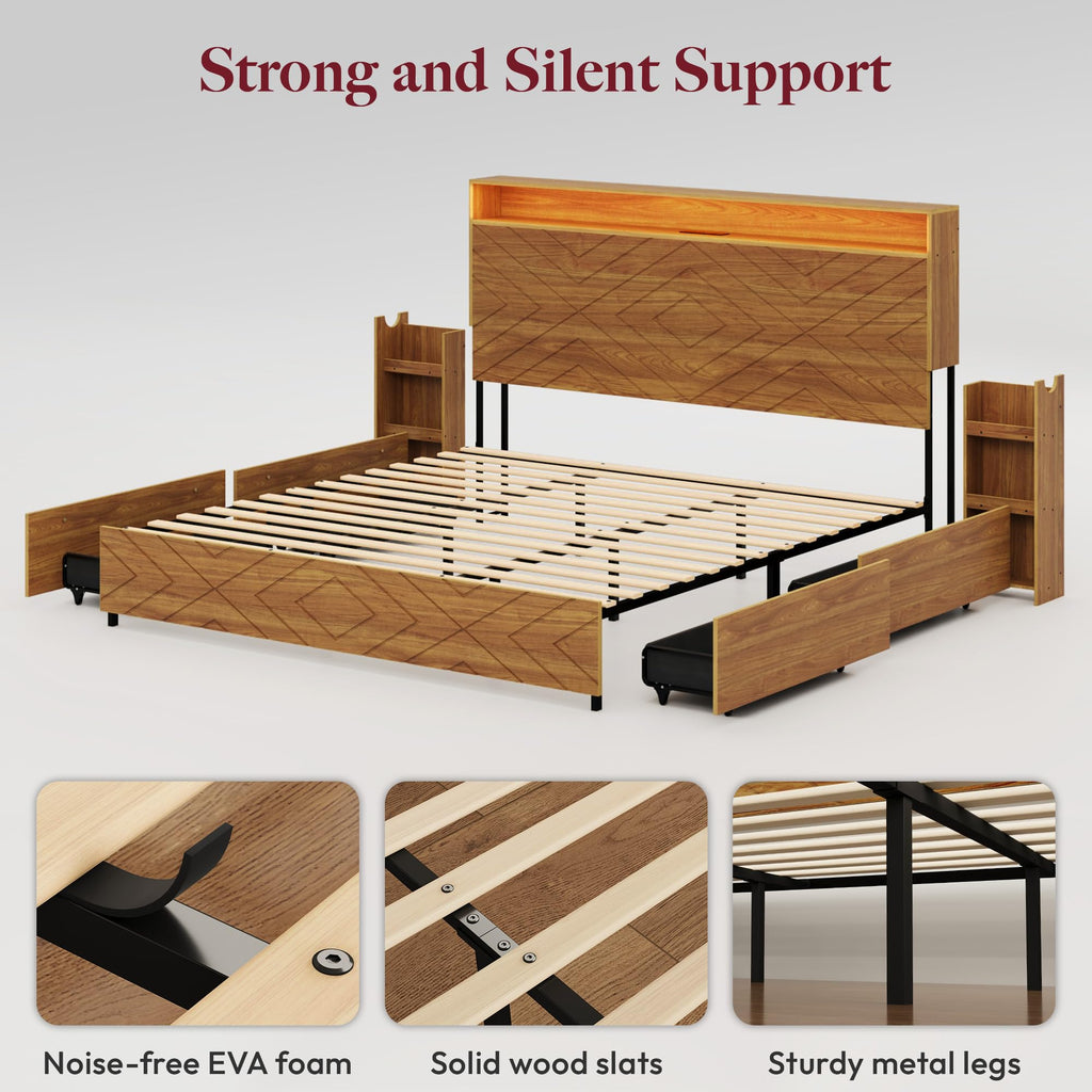 Queen Bed Frame with 4 Drawers T1473