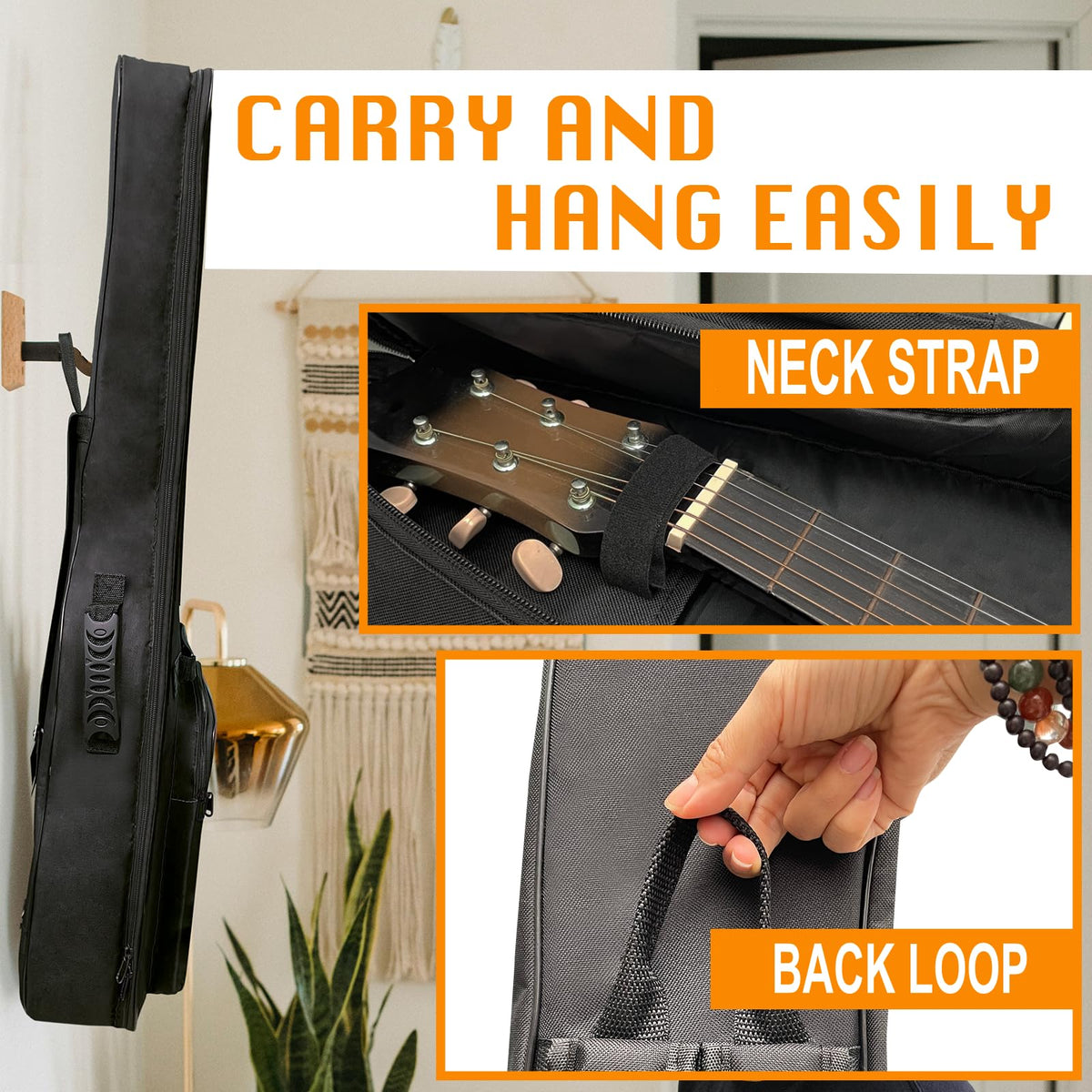 0.5-inch Extra Thick Padding Waterproof Oxford Acoustic Guitar Bag S2831