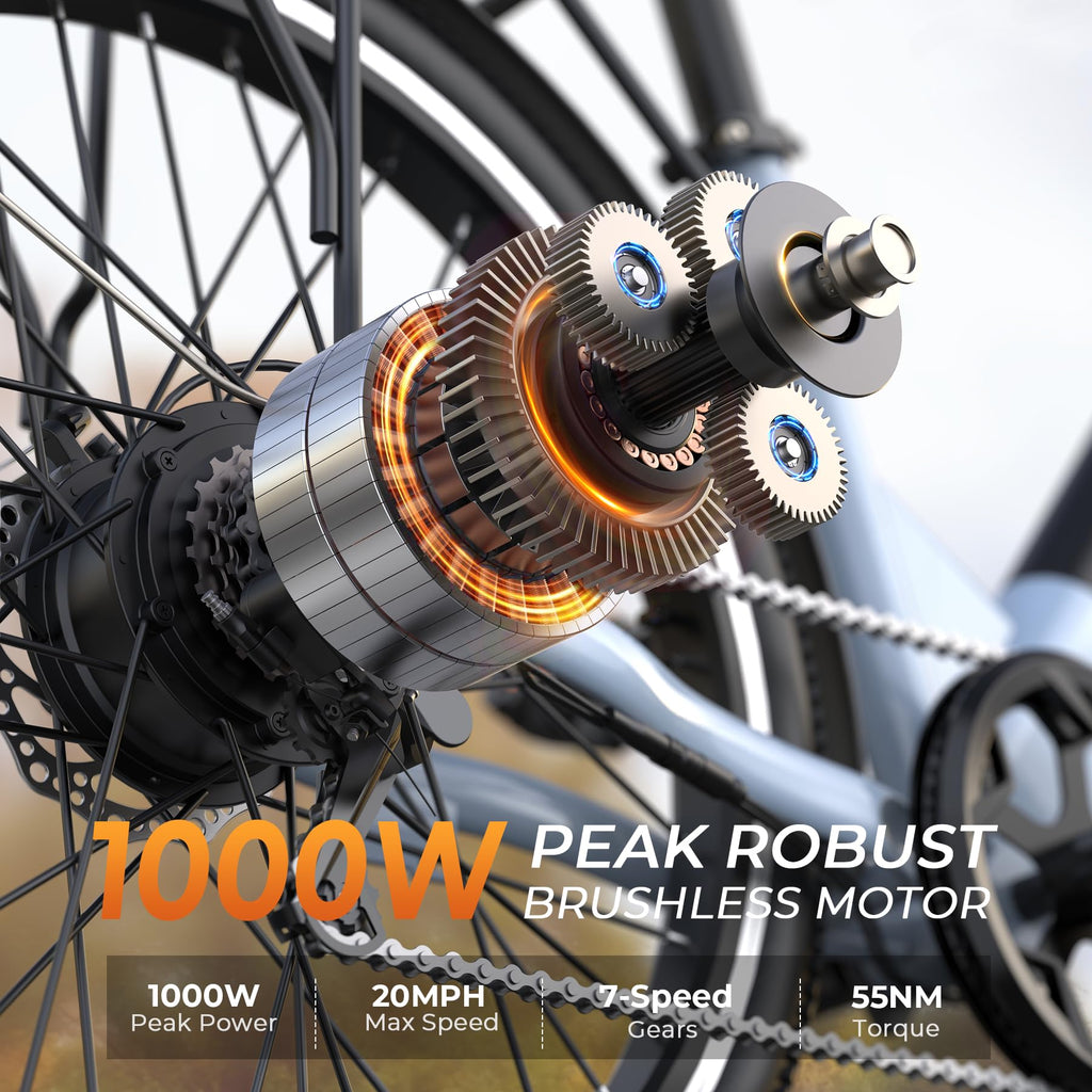 26" Step-Thru Electric Bike with 1000W Peak Motor F25737