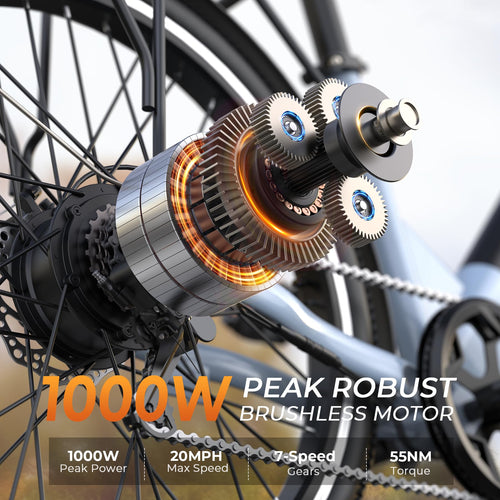 26" Step-Thru Electric Bike with 1000W Peak Motor F25737