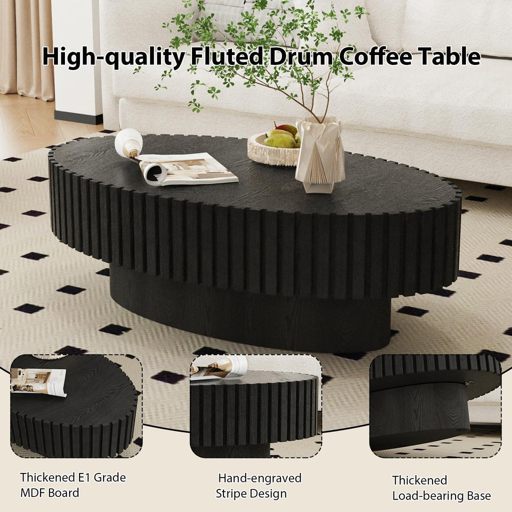 Black Oval Fluted Coffee Table C8370