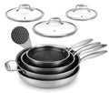 7-Piece Tri-Ply Stainless Steel Frying Pan Set & Wok O6084