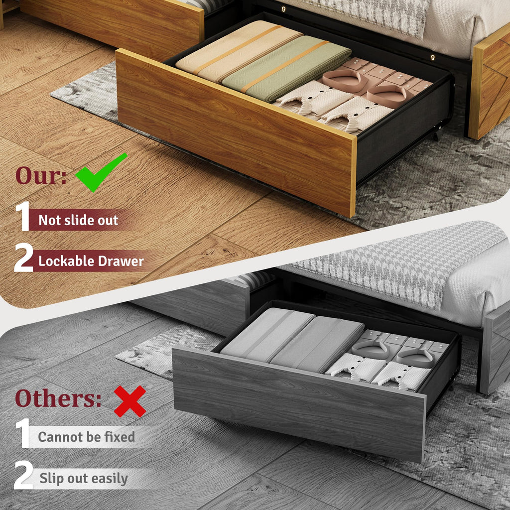 Queen Bed Frame with 4 Drawers T1473