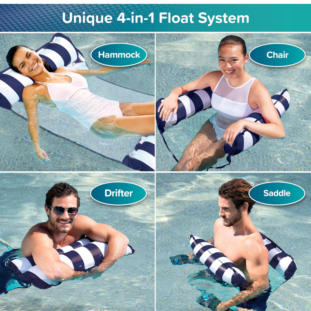 Light Blue, Navy & Burgundy/White Stripe 3-Pack Pool Float W7028