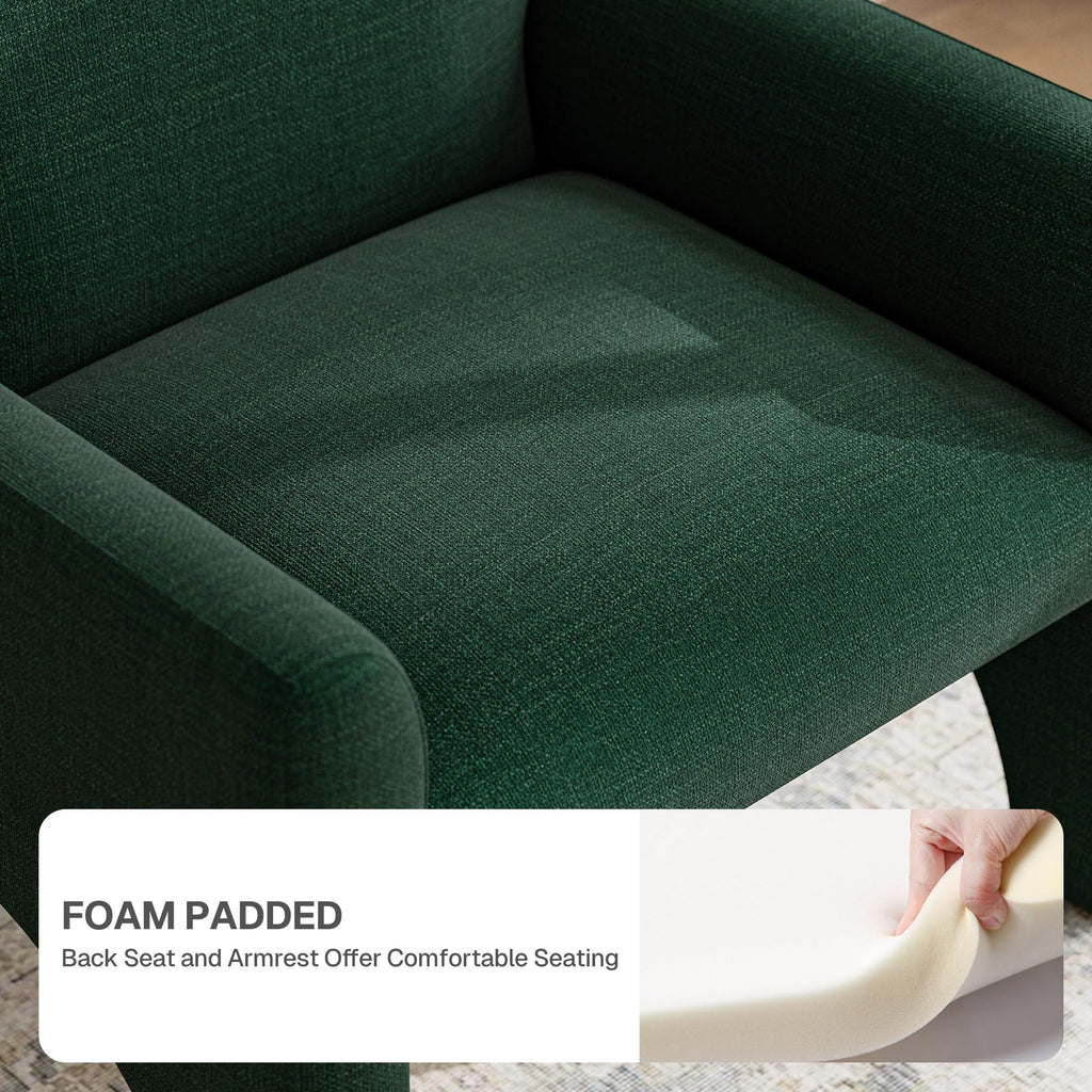 Green Upholstered Accent Chair Set of 2 with Rubber Wood Legs Y546954