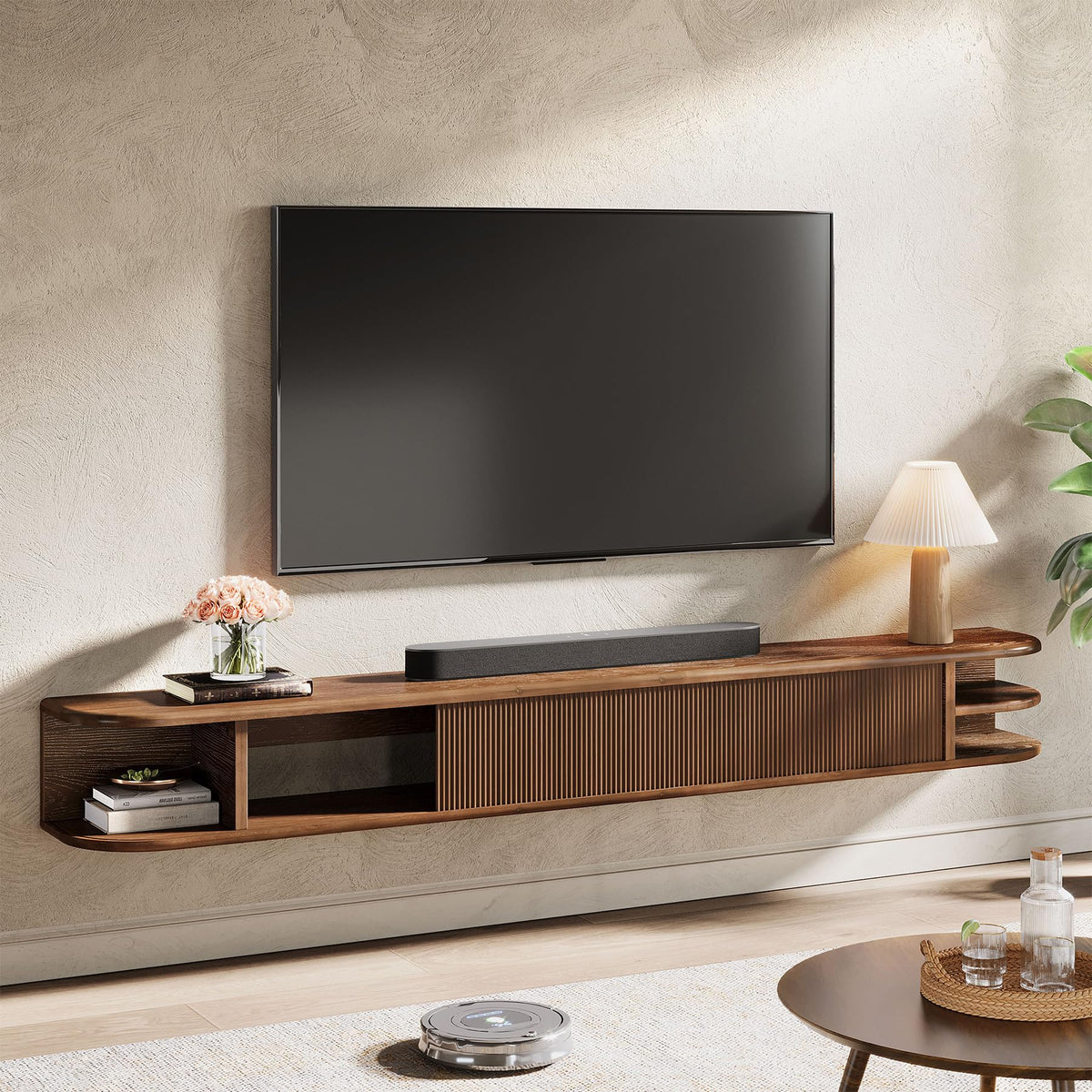 71" Solid Wood Floating TV Stand X6320