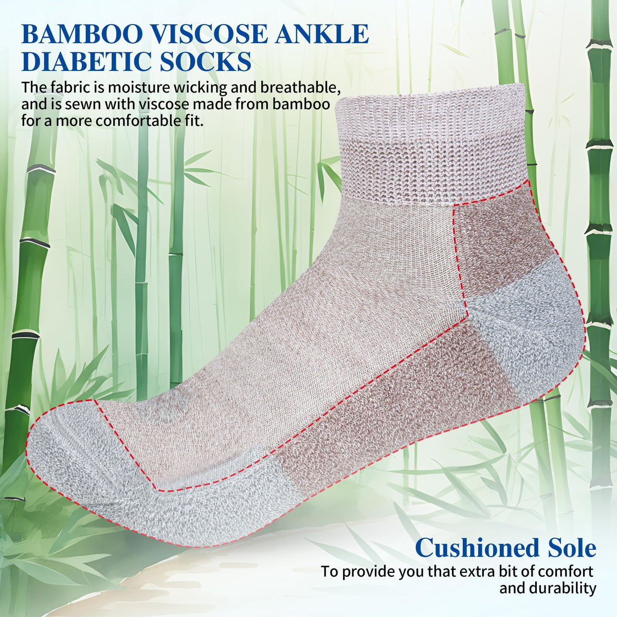 Diabetic Socks for Men, 10 Pairs Ankle & Low Cut Size 9-15 O747