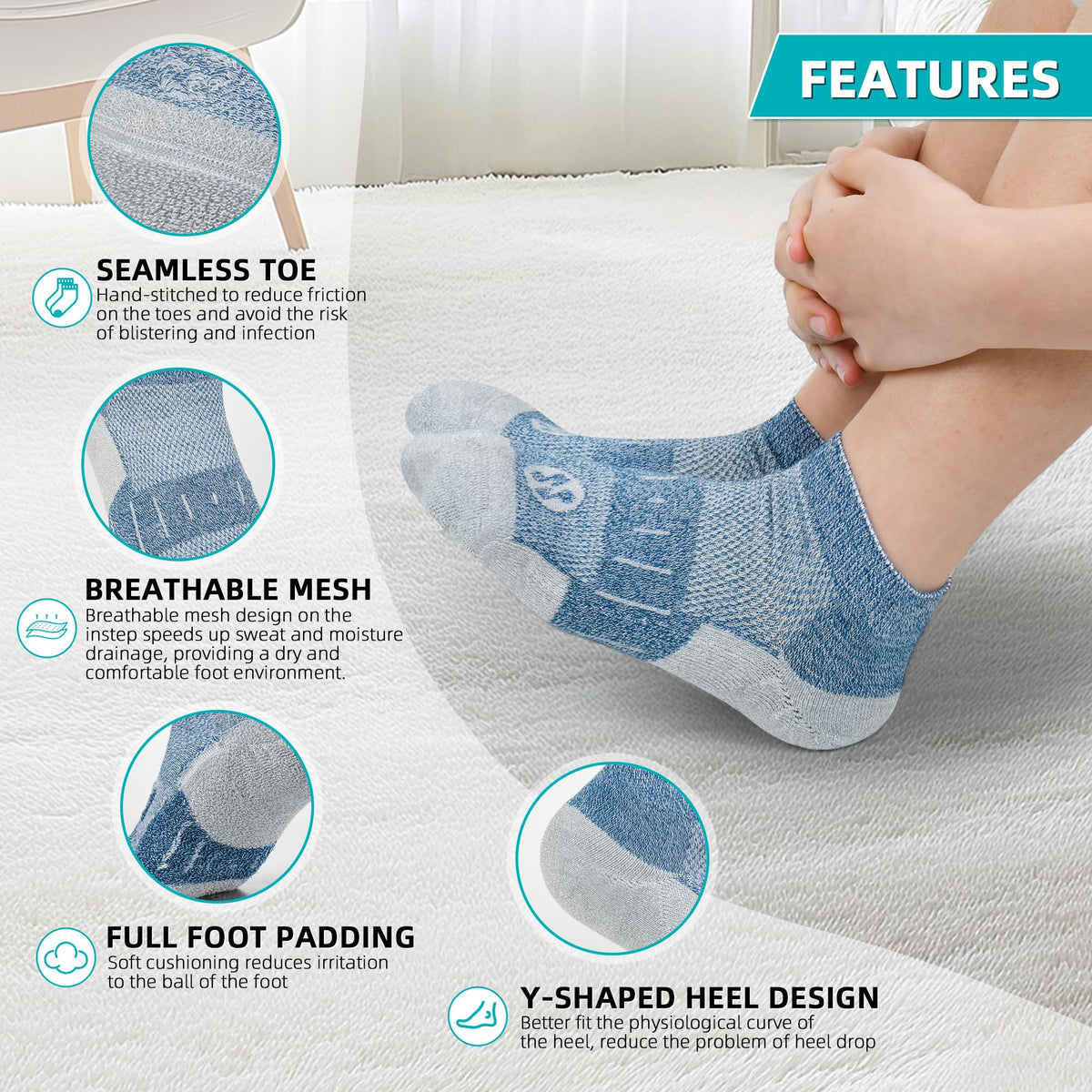 Diabetic Socks for Men, 10 Pairs Ankle & Low Cut Size 9-15 D435914