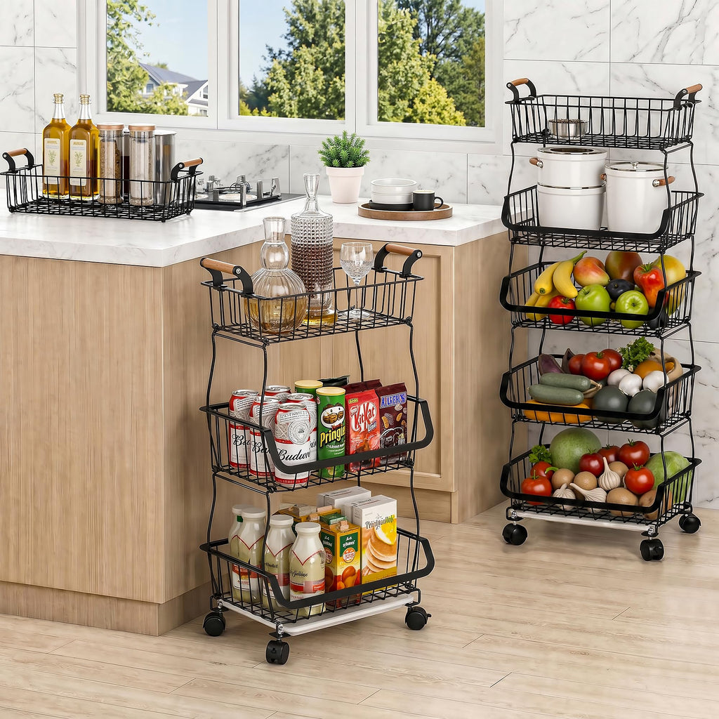 3-Tier Fruit Basket with Wheels V8021