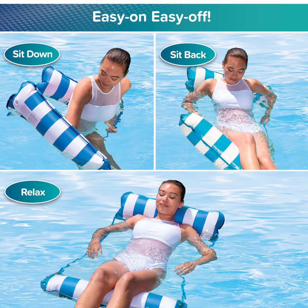 Light Blue, Navy & Burgundy/White Stripe 3-Pack Pool Float W7028