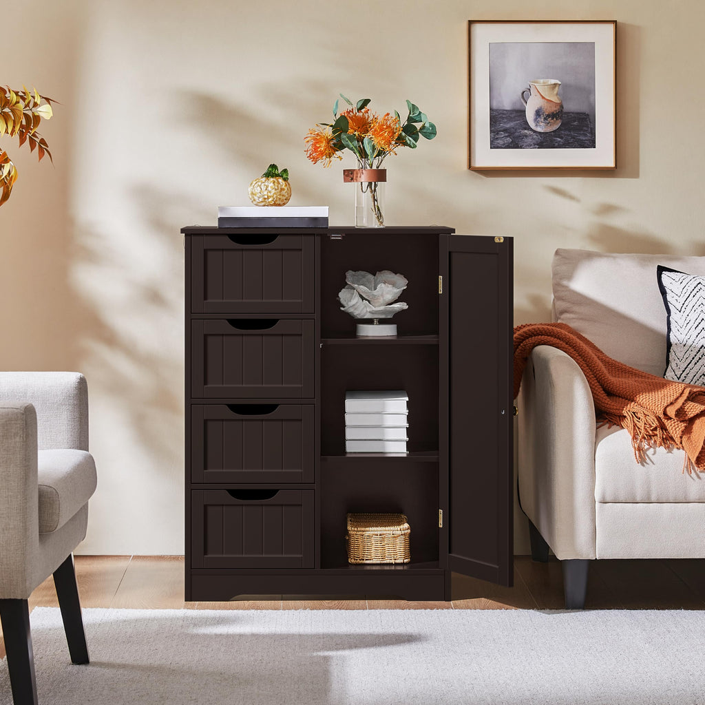 Espresso 4 Drawer Bathroom Storage Cabinet V70577