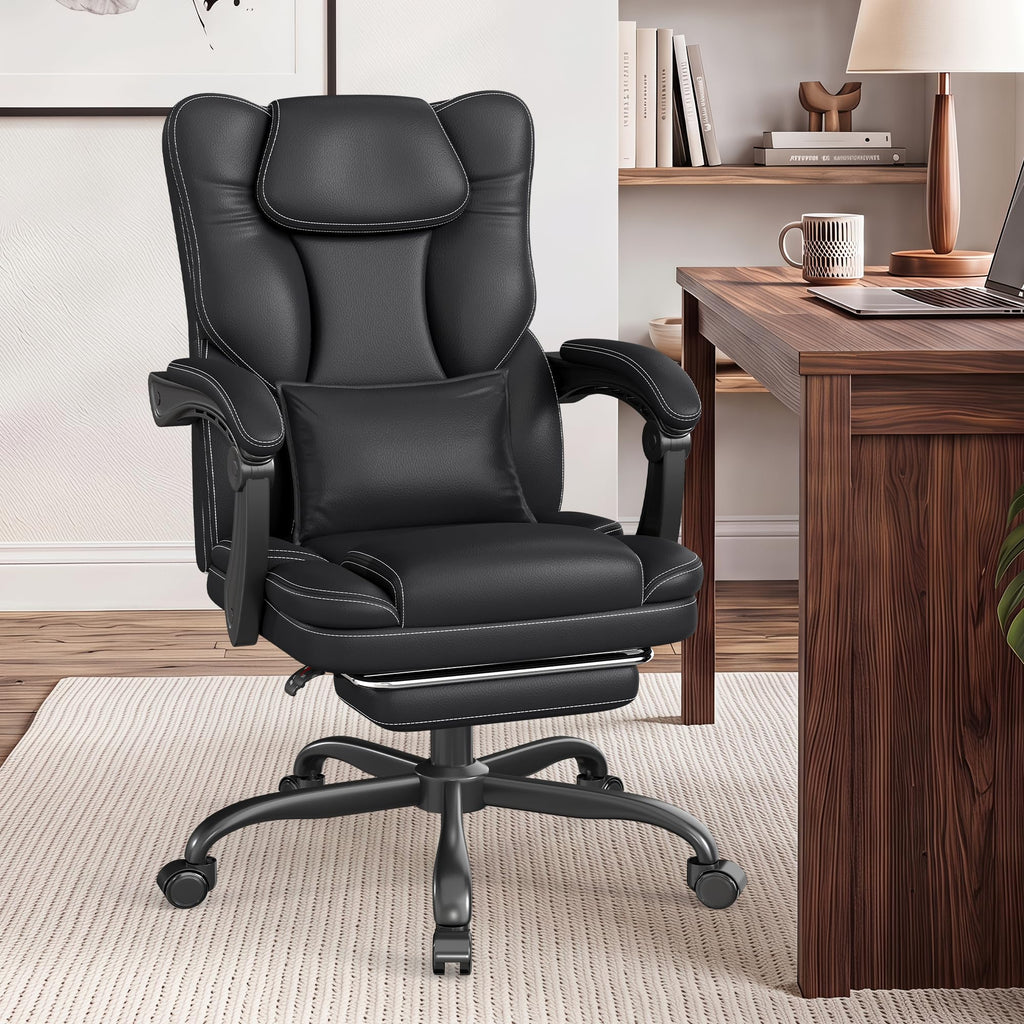 Black Ergonomic Office Chair with Foot Rest J276