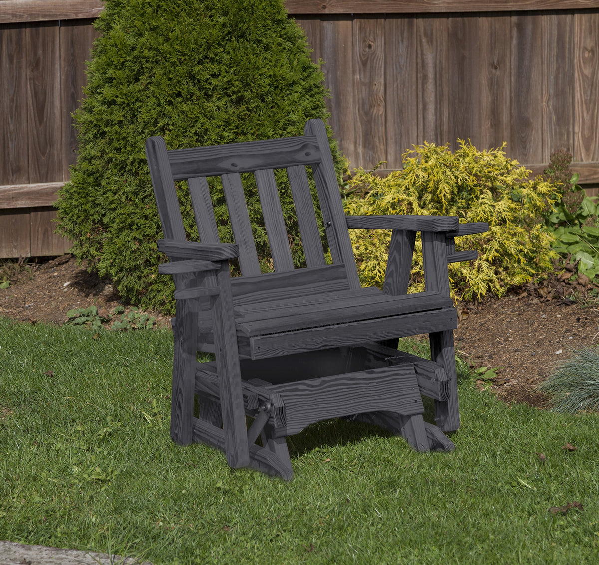Black Outdoor Glider Chair with Cup Holders P33879